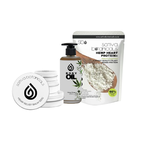 Set B - Hemp Relief Balm  +  Body Oil  +  White Protein Powder